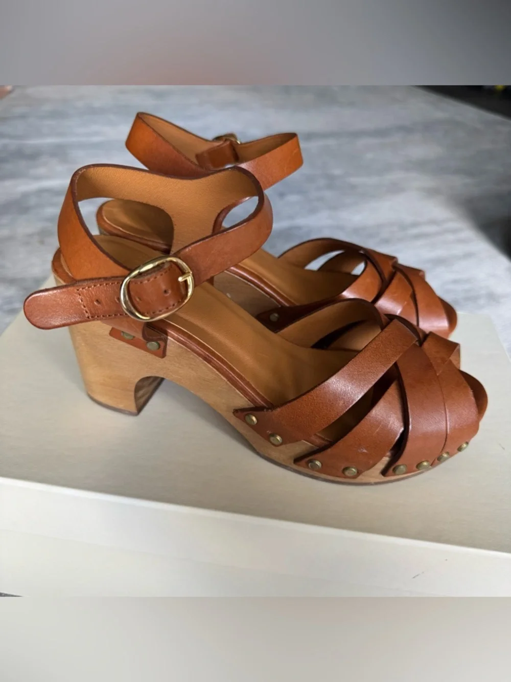 Sezane Isabelle Clogs in Smooth Camel - Picture 5 of 8